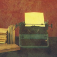 Old Typewriter With Books Retro Colors On The Desk